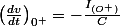 \left(\frac{dv}{dt}\right)_{0^{+}}=-\frac{I_{(O^{+})}}{C}